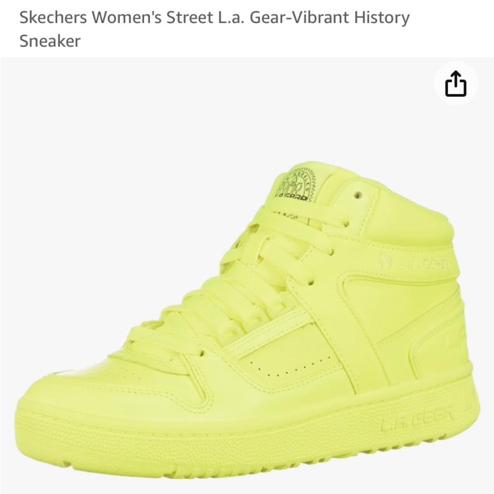 Skechers LA Gear high top sneaker, neon, leather upper, worn once, ZUMBA worthy!